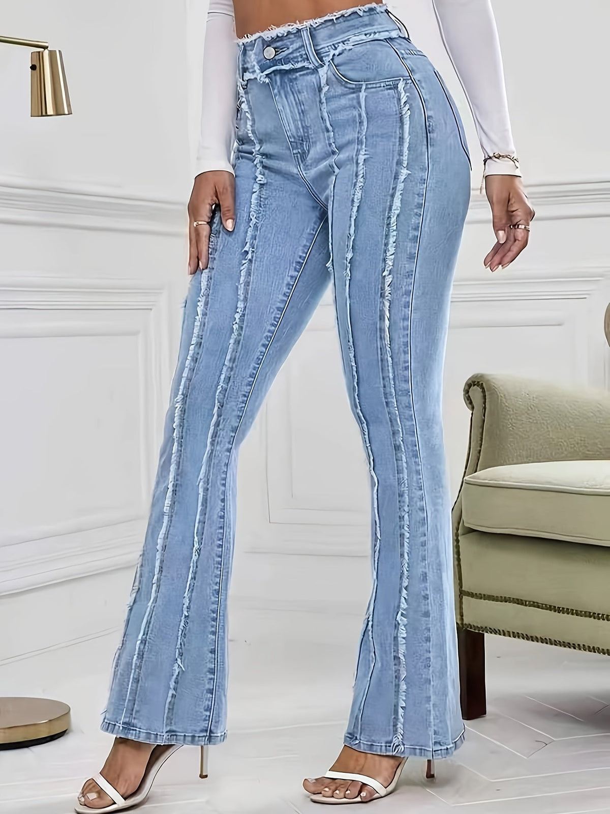 Gertrude – damskie dżinsy w stylu bohemy z pionowymi szwami