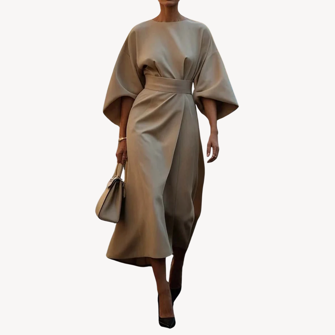Viviana | Elegancka sukienka midi z szerokimi rękawami