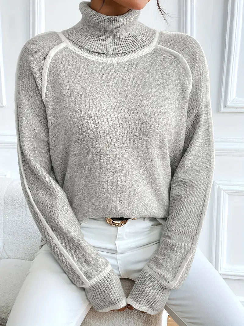 Gwendoline | Damski elegancki dzianinowy sweter z golfem