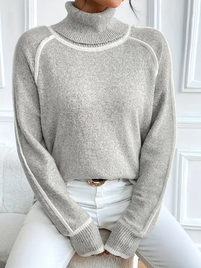 Gwendoline | Damski elegancki dzianinowy sweter z golfem