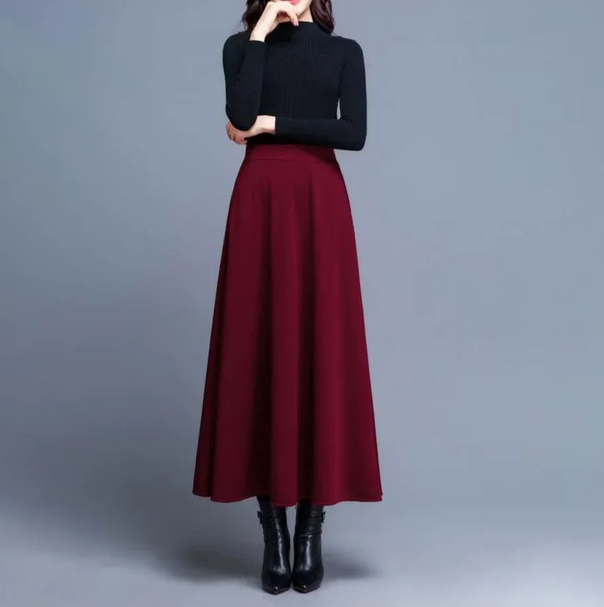 Hattie - Bordowa spódnica maxi