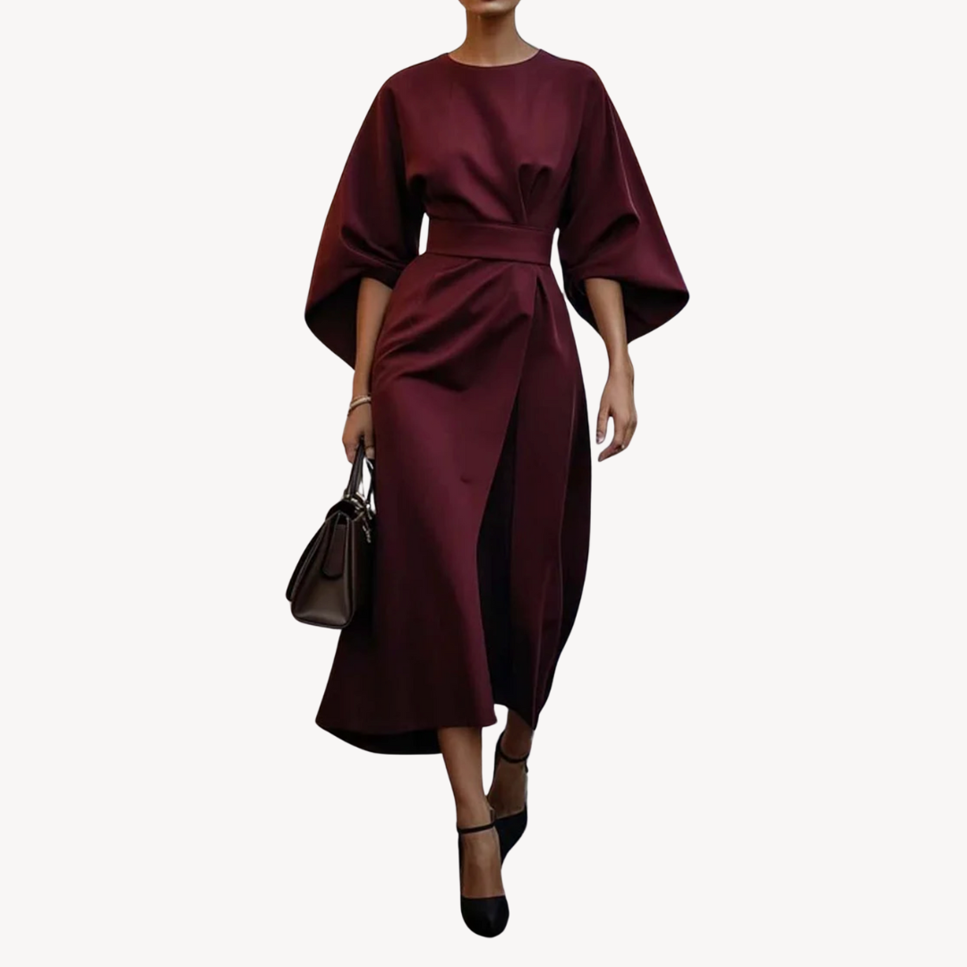Viviana | Elegancka sukienka midi z szerokimi rękawami