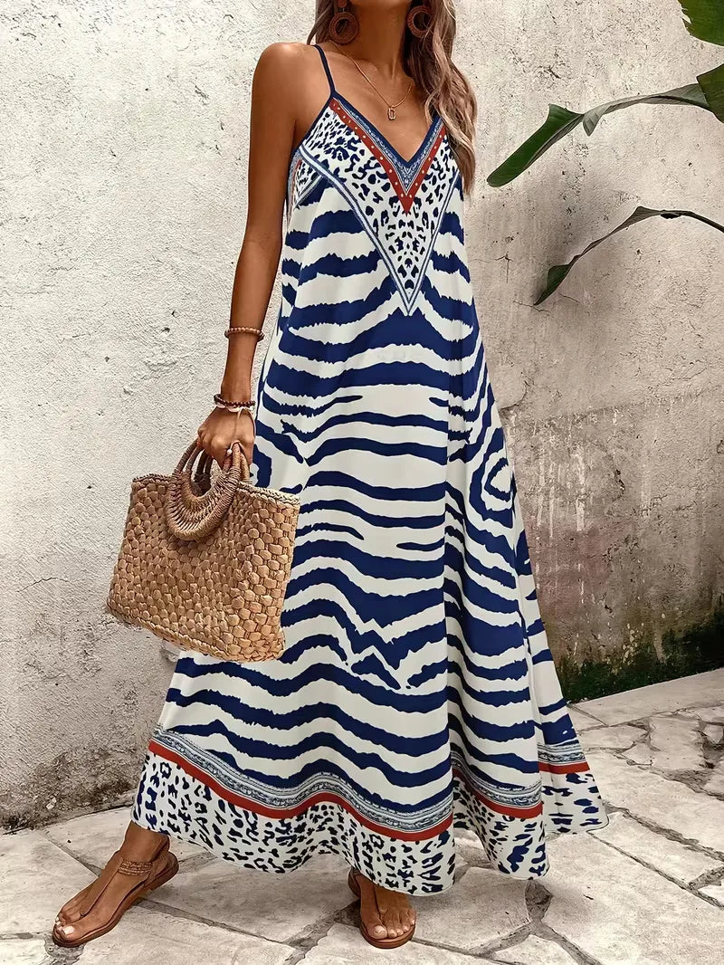 Lillian | Damska suknia wieczorowa maxi w panterkę