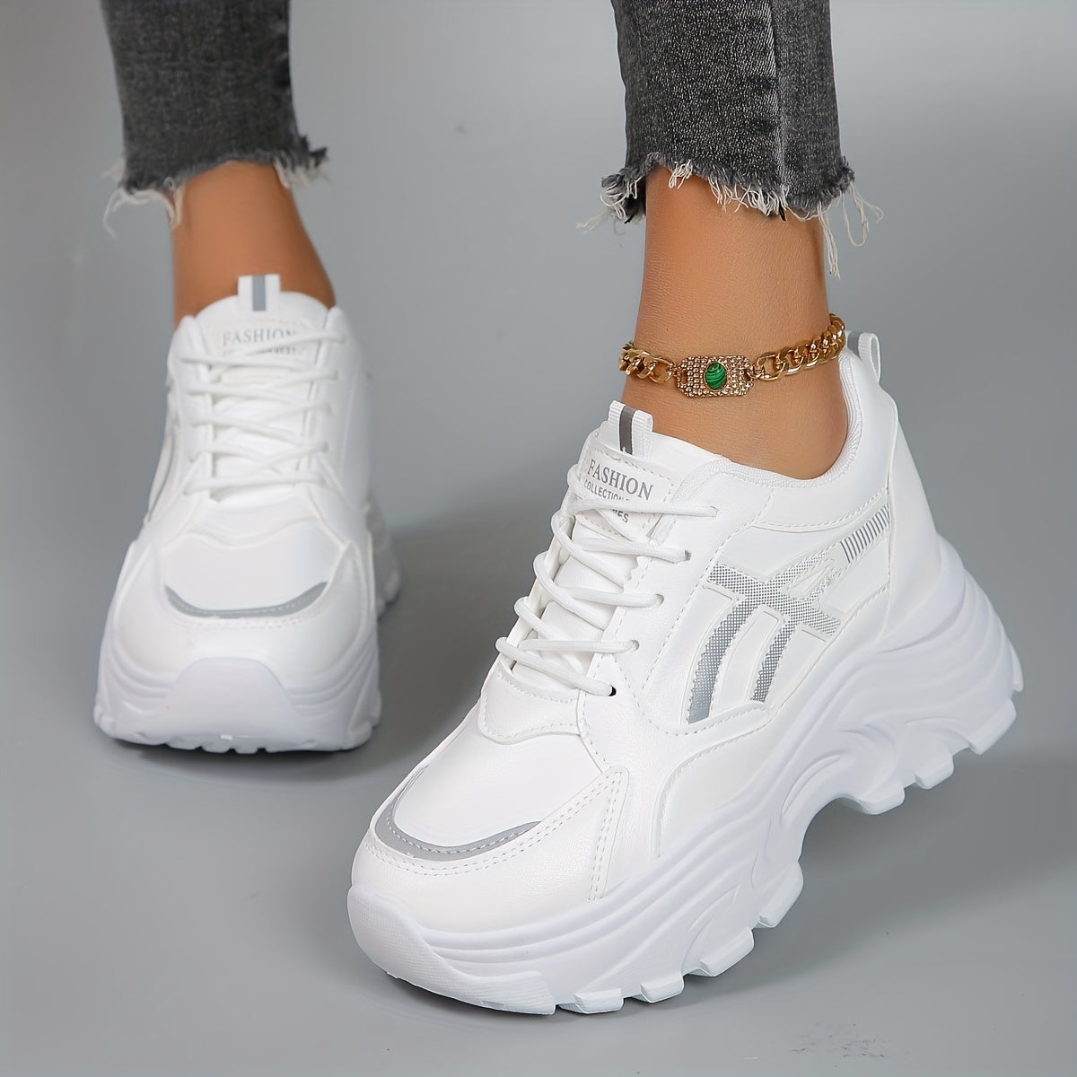 Seren - Damskie sportowe sneakersy na platformie