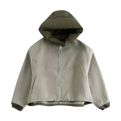 Rosalie – damski, elegancki płaszcz w stylu streetwearowym z kapturem
