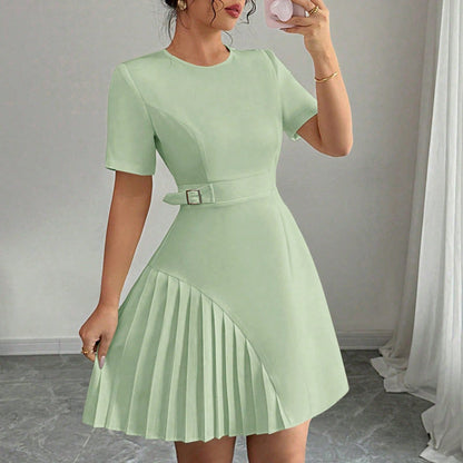 Penelope | Sukienka mini damska z krótkim rękawem i paskiem w eleganckim stylu