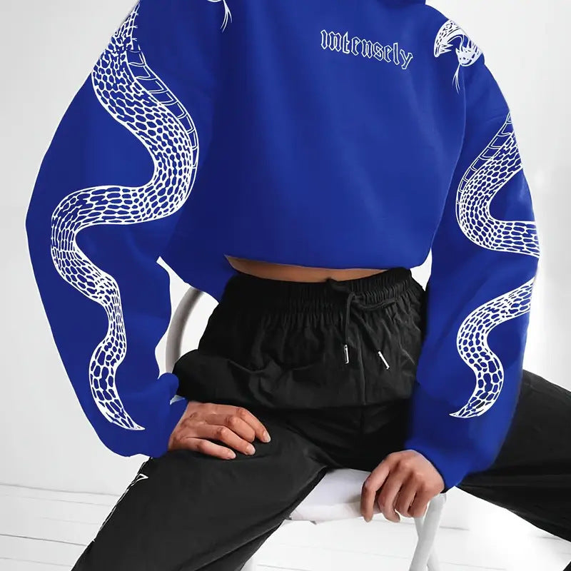 Anastasia – modna damska bluza z kapturem z nadrukiem węża