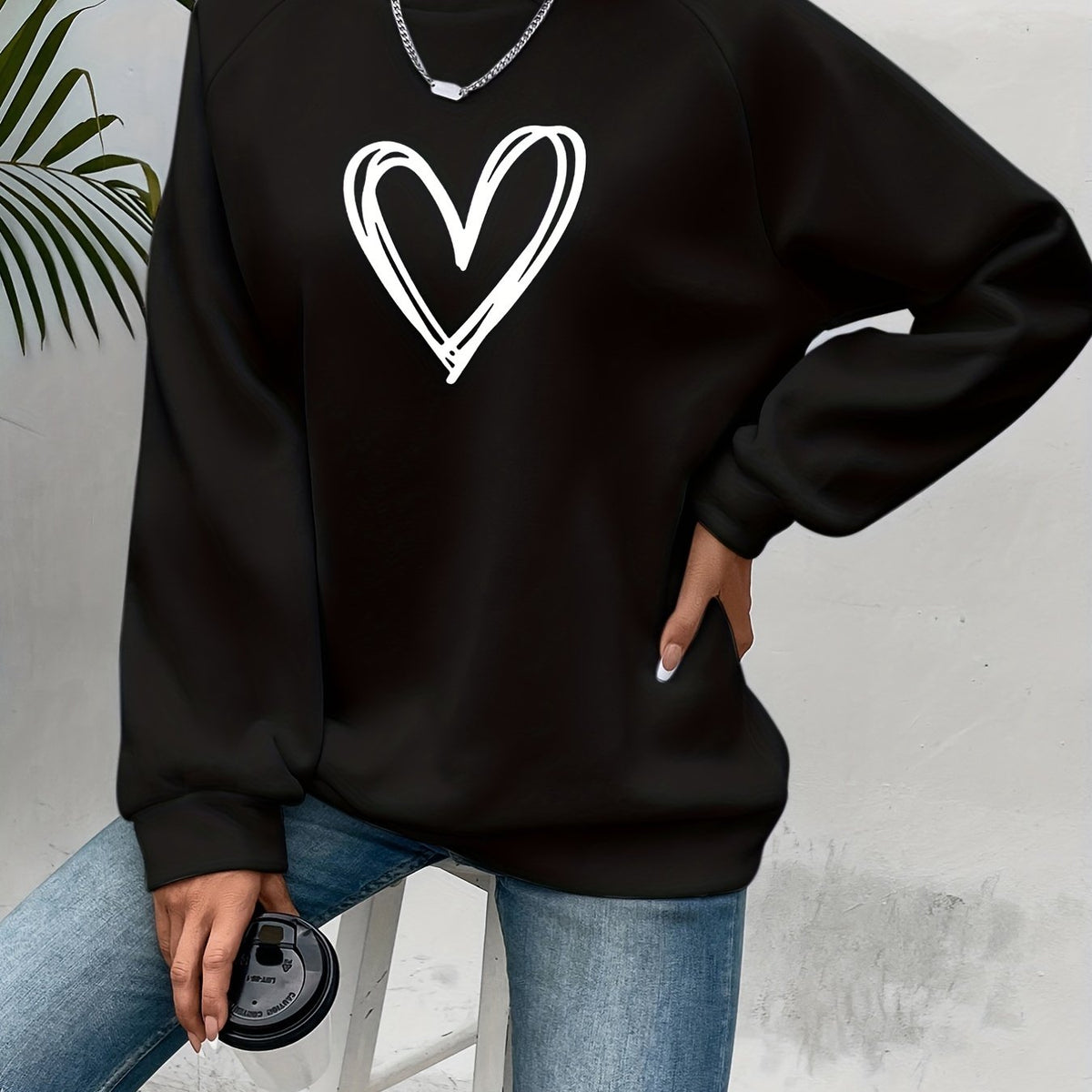 Darcy - Damska Sweter Codzienny | Motyw Serca