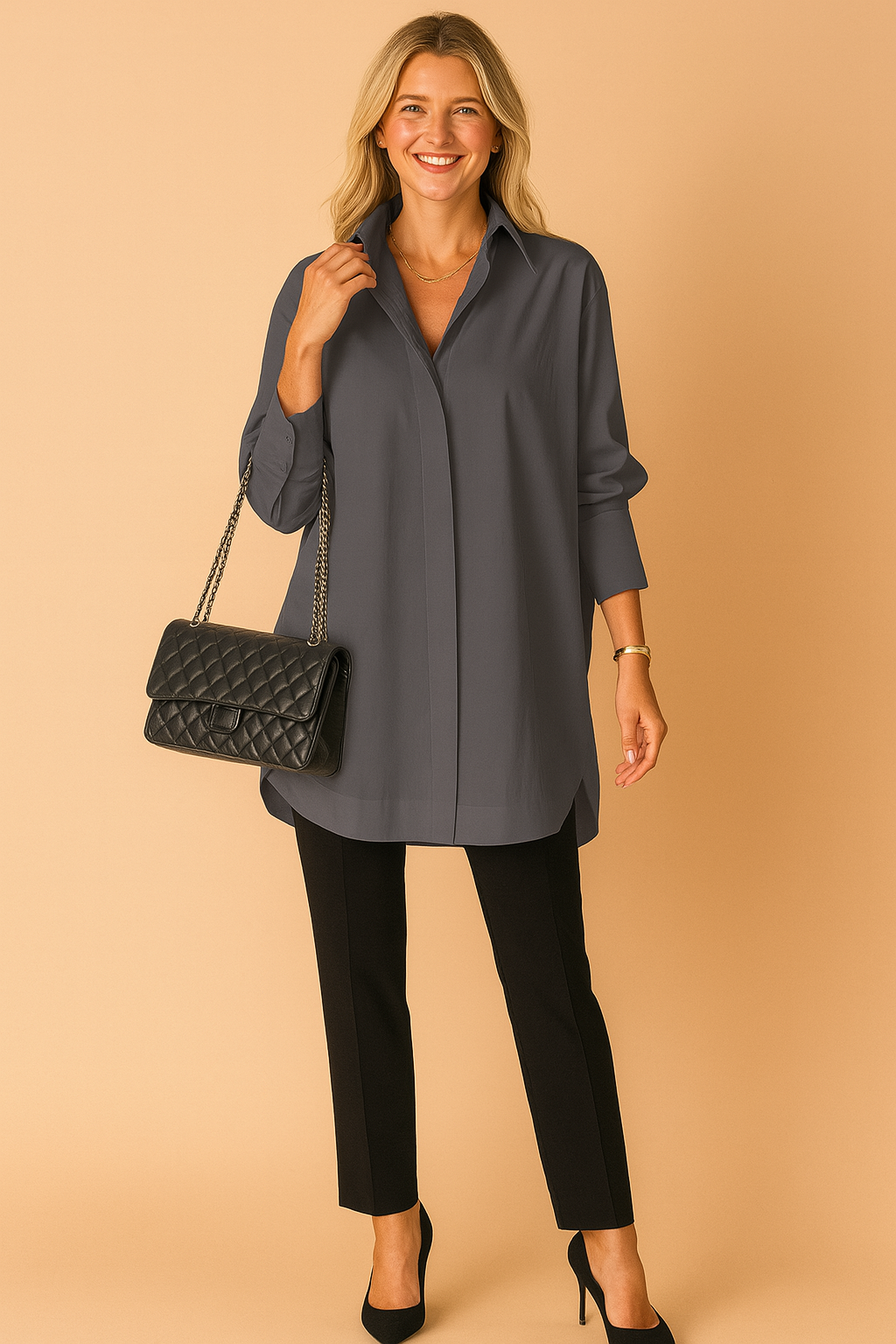 Monaco | Elegancka koszulowa bluzka damska oversize