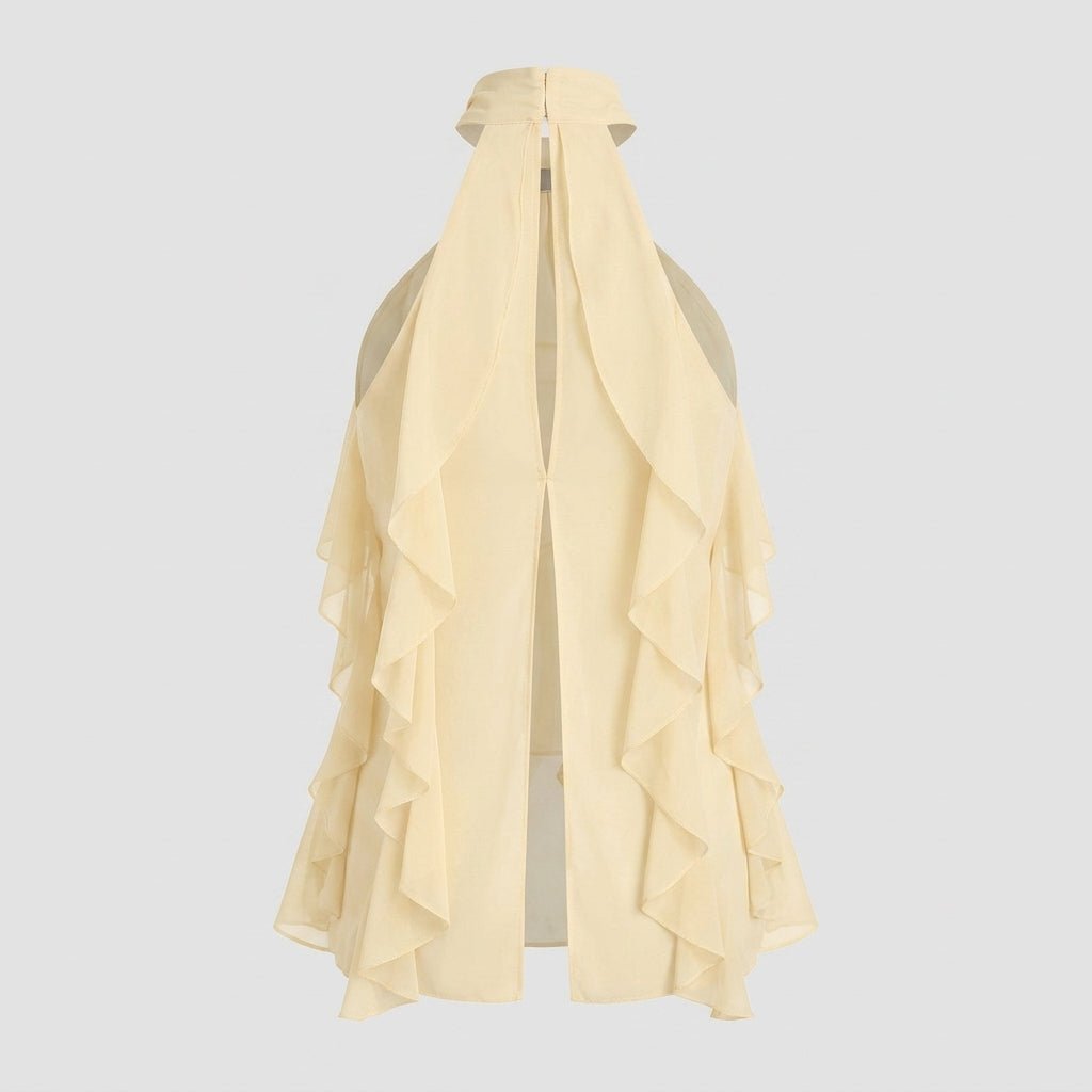 Jensen | Top damski chiffon halter z falbanami formalny elegancki stylowy