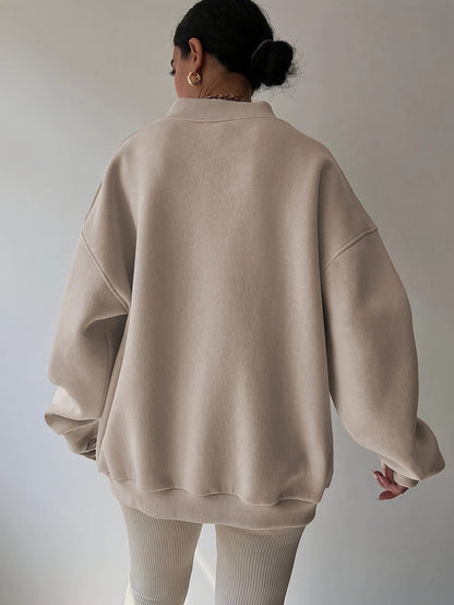 Lunara - Damska Oversize Bluza z Dekoltem V