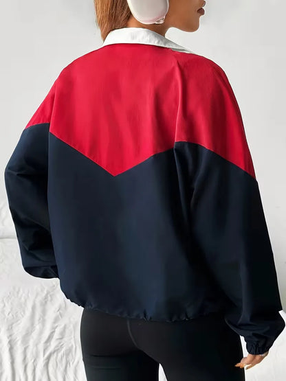Vilma | Kurtka dresowa damska sportowa color block na suwak