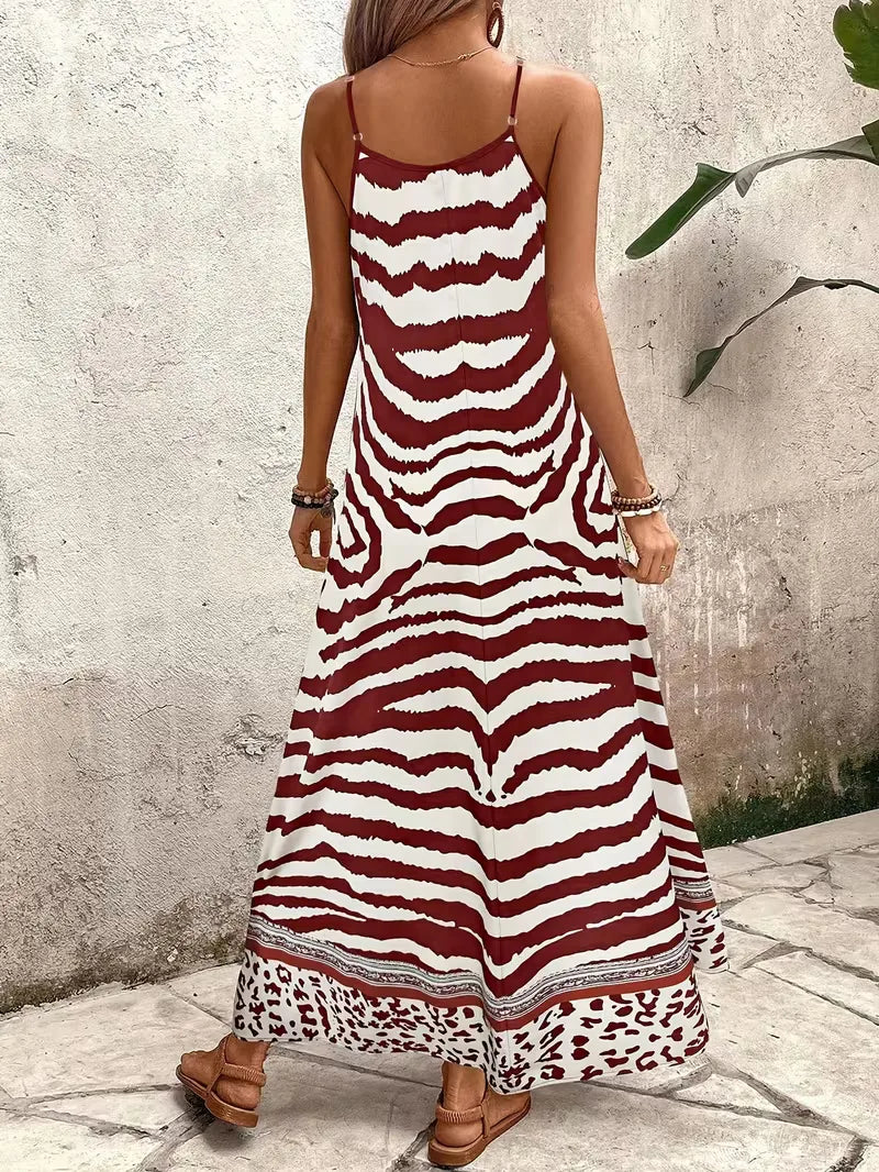 Lillian | Damska suknia wieczorowa maxi w panterkę