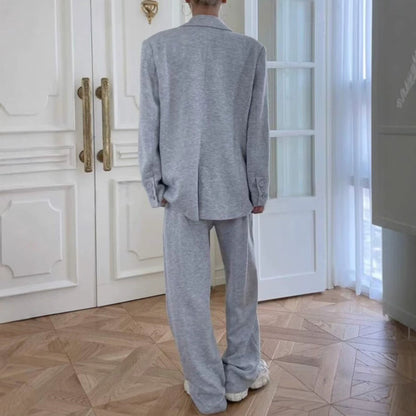 Opal | Damski komplet z marynarką i szerokimi spodniami, elegancki tweedowy