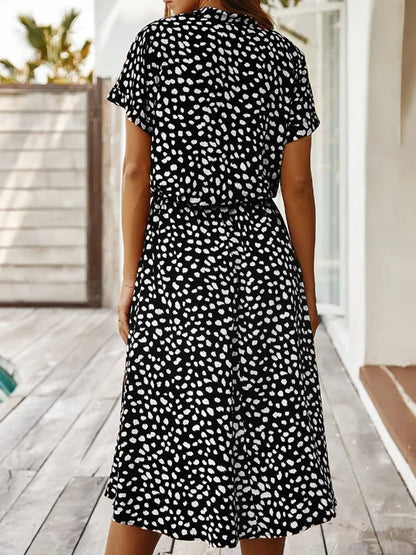 Mavis | Sukienka damska midi w zwierzęcy print ze ściągaczem w talii
