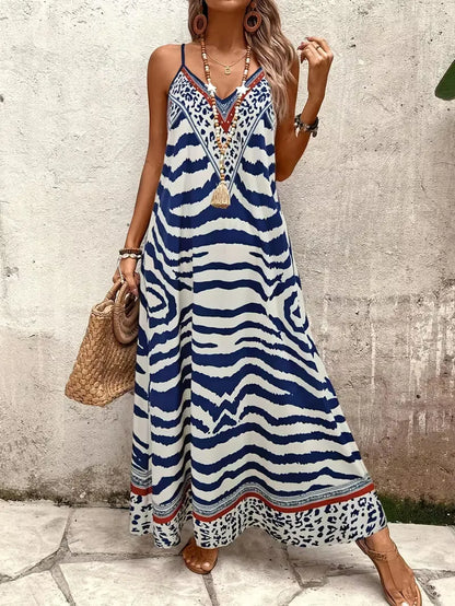 Lillian | Damska suknia wieczorowa maxi w panterkę