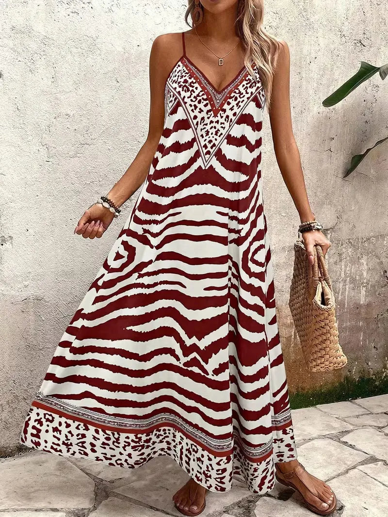 Lillian | Damska suknia wieczorowa maxi w panterkę