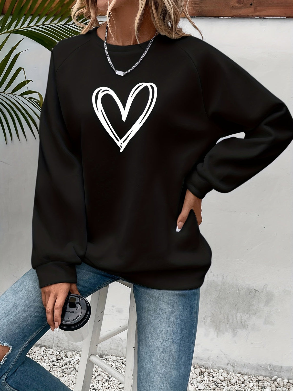 Darcy - Damska Sweter Codzienny | Motyw Serca