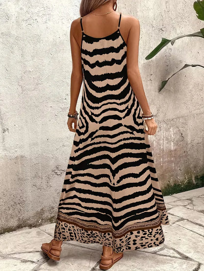 Lillian | Damska suknia wieczorowa maxi w panterkę