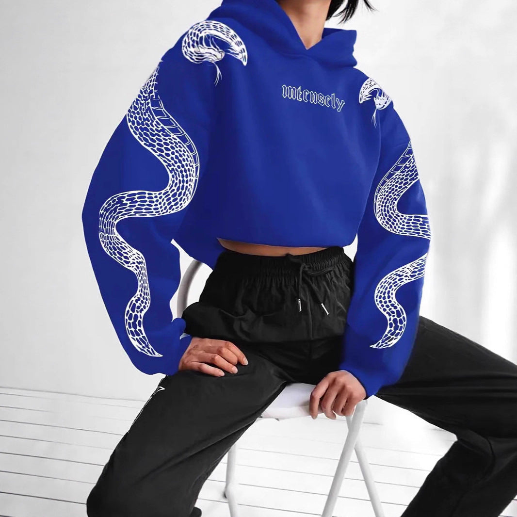 Anastasia – modna damska bluza z kapturem z nadrukiem węża