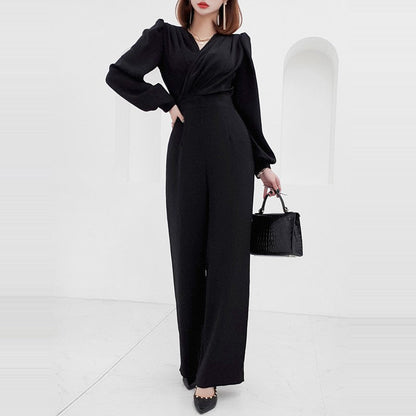 Naomi | Damski kombinezon z dekoltem w serek i wysokim stanem, elegancki modny