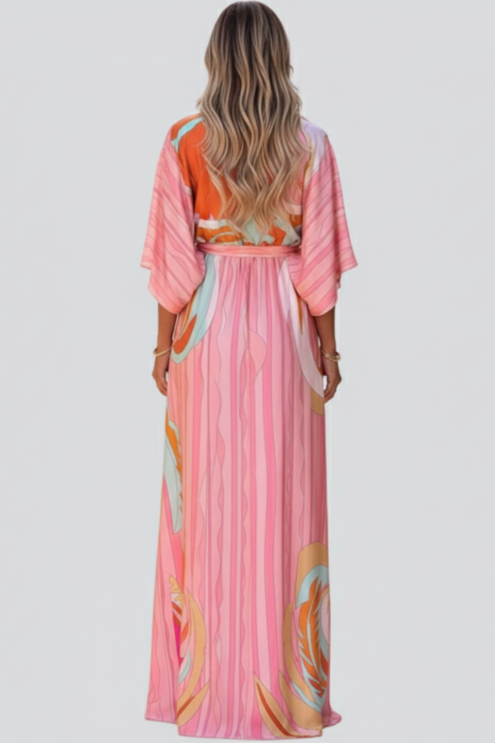 Cary | Sukienka maxi damska Ruby w print z dekoltem w serek