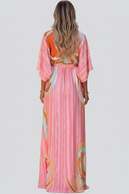 Cary | Sukienka maxi damska Ruby w print z dekoltem w serek