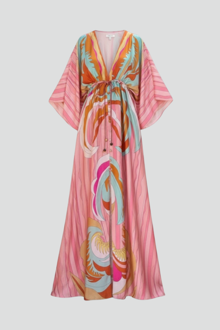 Cary | Sukienka maxi damska Ruby w print z dekoltem w serek