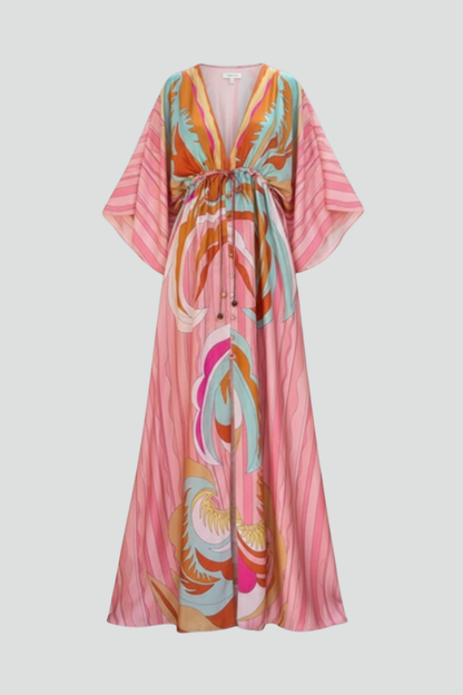 Cary | Sukienka maxi damska Ruby w print z dekoltem w serek