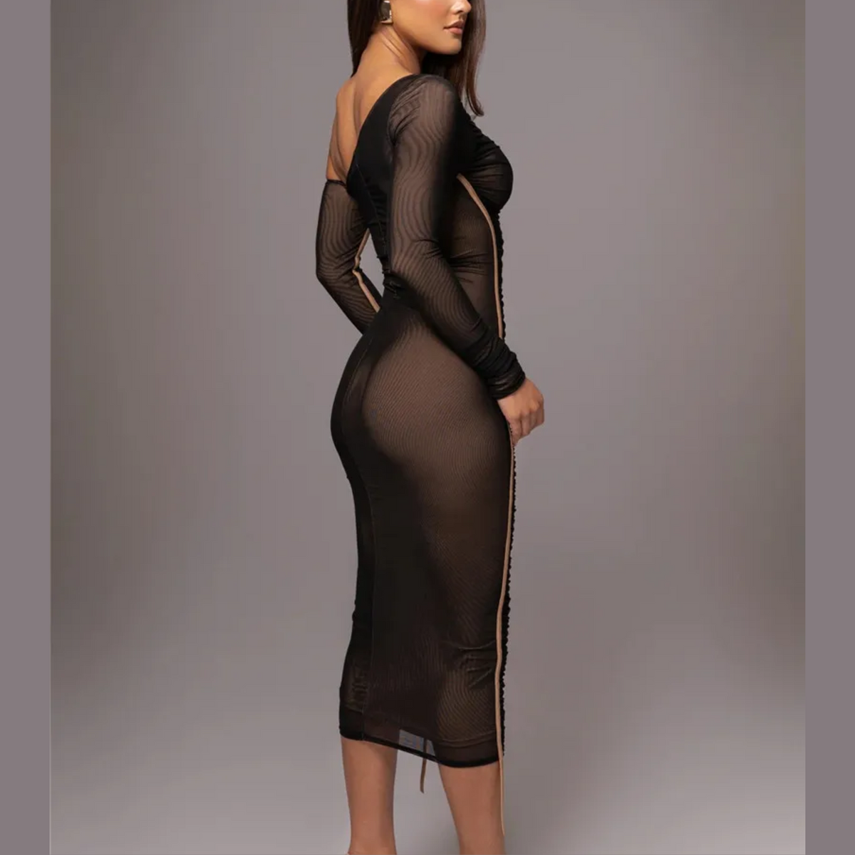 Charle | Damska sukienka midi bodycon na jedno ramię, marszczony tiul, elegancki i kobiecy fason