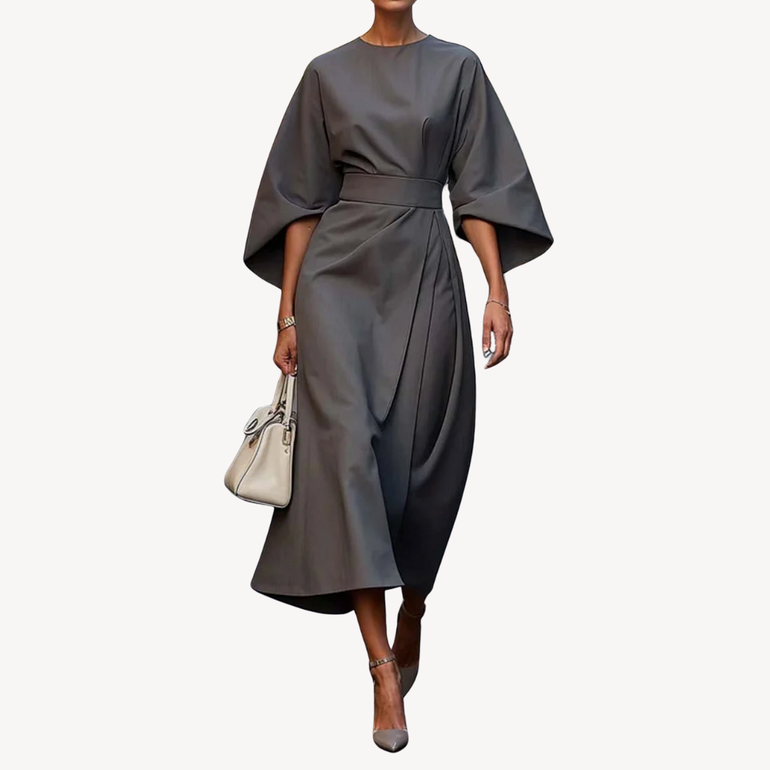 Viviana | Elegancka sukienka midi z szerokimi rękawami
