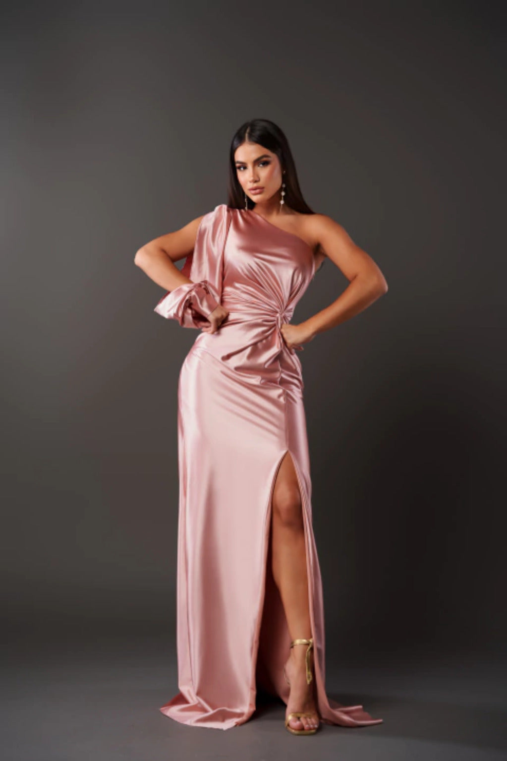 Penelope | Elegancka jednoramienna sukienka wieczorowa maxi