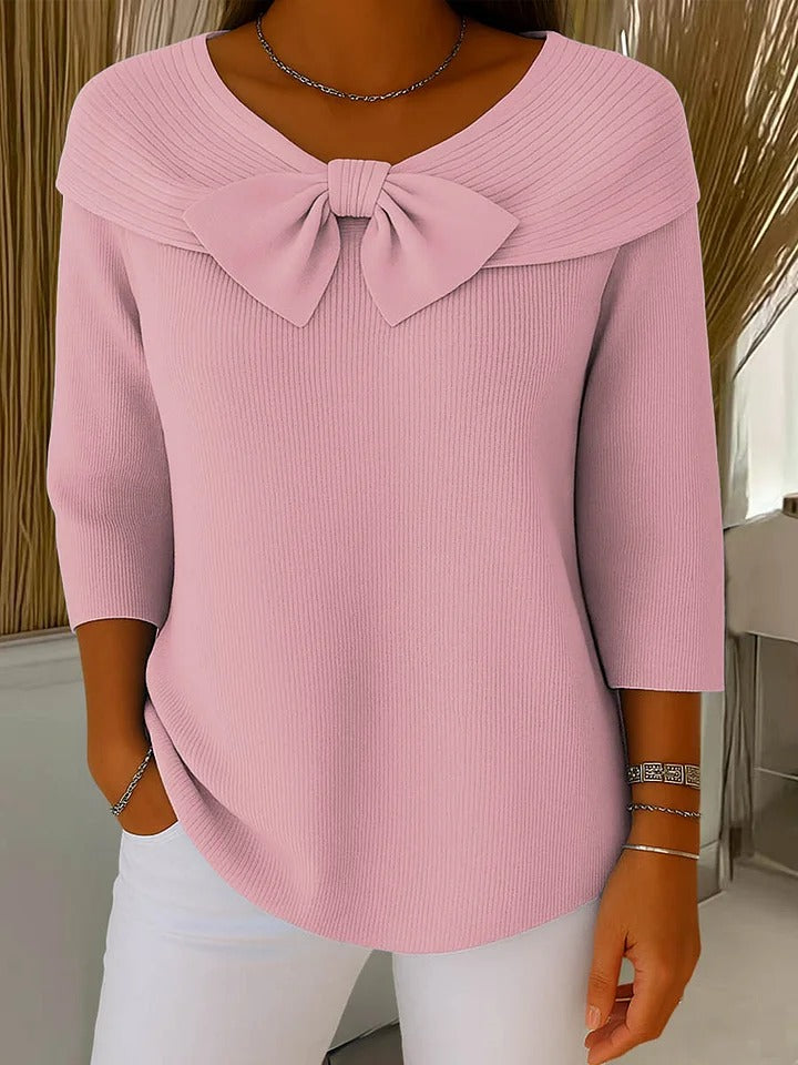 Ilona | Damski sweter z kokardą – elegancki i stylowy