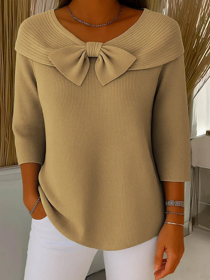 Ilona | Damski sweter z kokardą – elegancki i stylowy