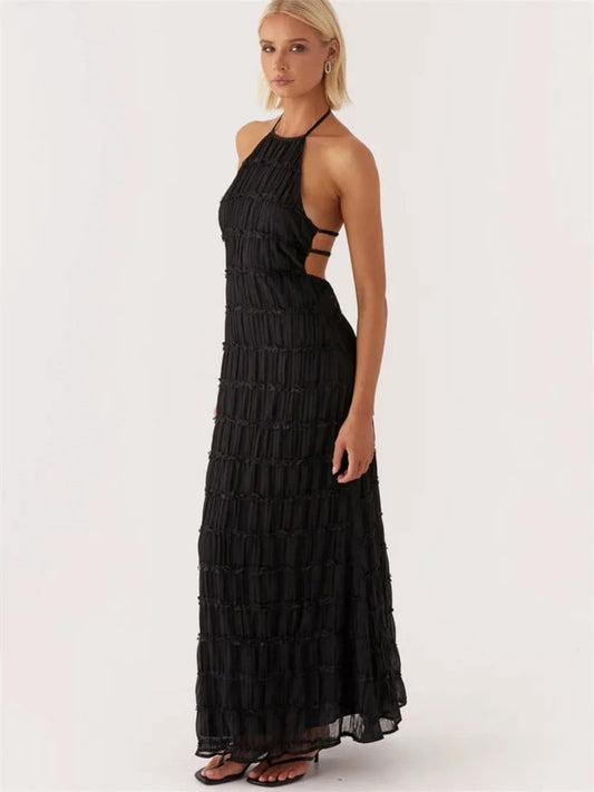 Charlyne | Elegancka damska sukienka maxi typu halter, nowoczesny i kobiecy fason na wyjątkowe okazje