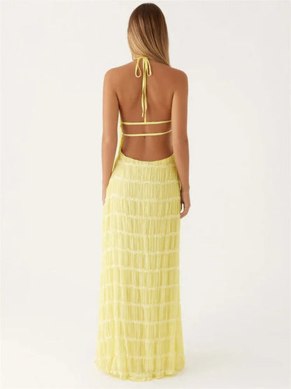 Charlyne | Elegancka damska sukienka maxi typu halter, nowoczesny i kobiecy fason na wyjątkowe okazje