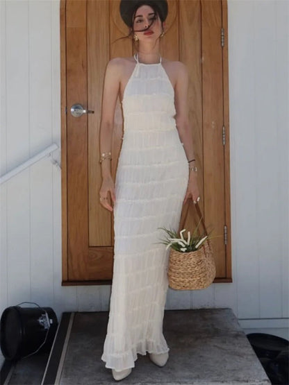 Charlyne | Elegancka damska sukienka maxi typu halter, nowoczesny i kobiecy fason na wyjątkowe okazje