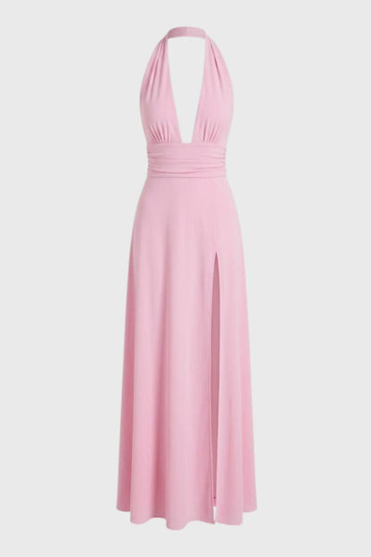 Beverly | Sukienka maxi damska elegancka na ramiączkach halter