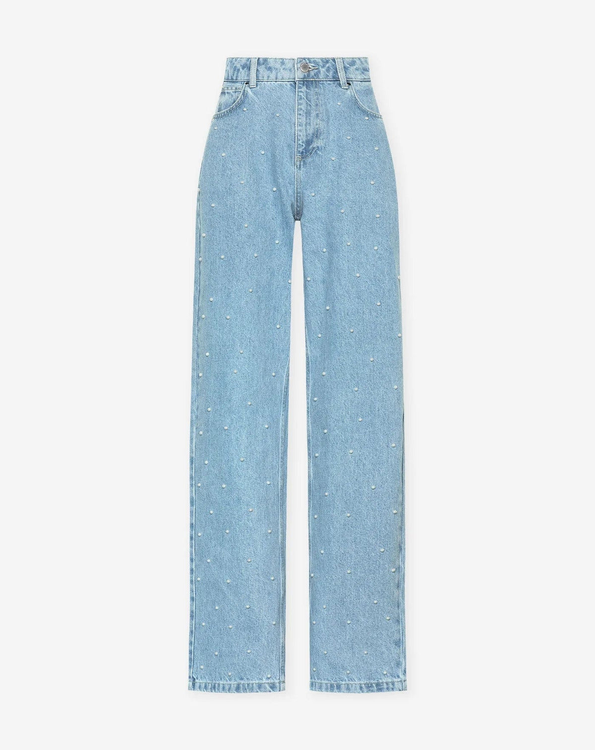Kamila - Błyszczące jeansy slim fit z nutką glamour