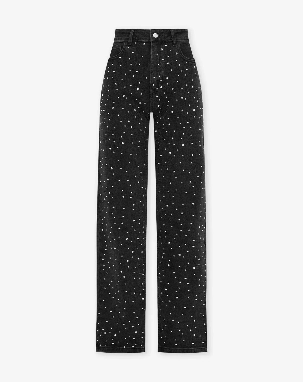 Kamila - Błyszczące jeansy slim fit z nutką glamour