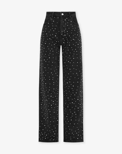 Kamila - Błyszczące jeansy slim fit z nutką glamour