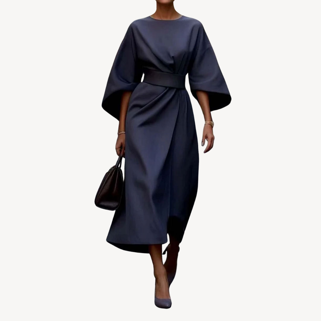 Viviana | Elegancka sukienka midi z szerokimi rękawami