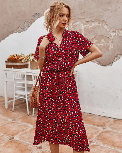 Mavis | Sukienka damska midi w zwierzęcy print ze ściągaczem w talii