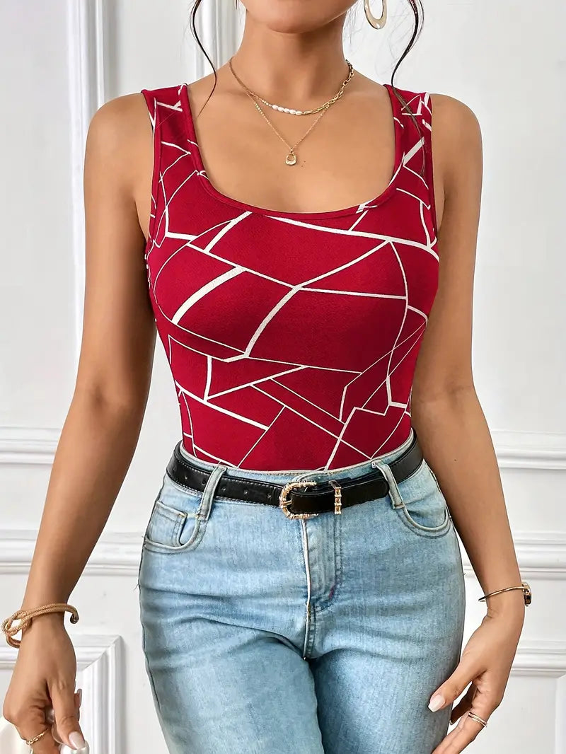 Sylvia | Damski top z geometrycznym nadrukiem, nowoczesny i elegancki fason