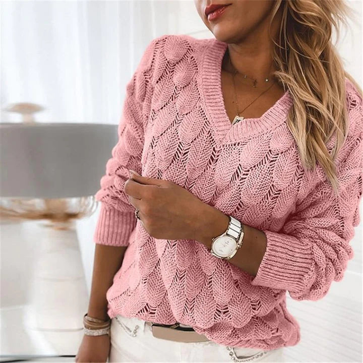 Urszula | Damski sweter z dekoltem w serek