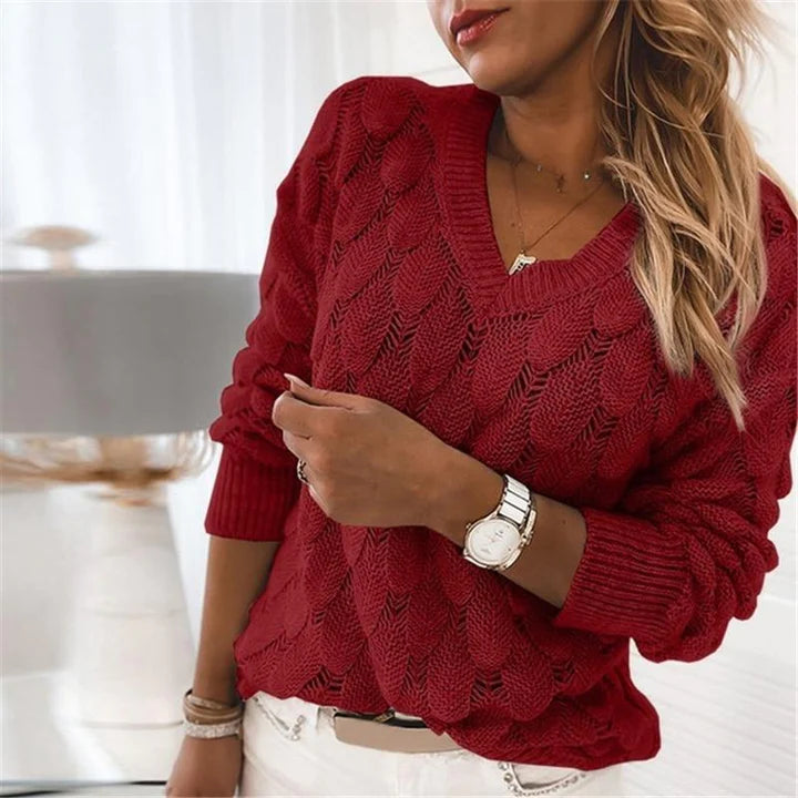 Urszula | Damski sweter z dekoltem w serek