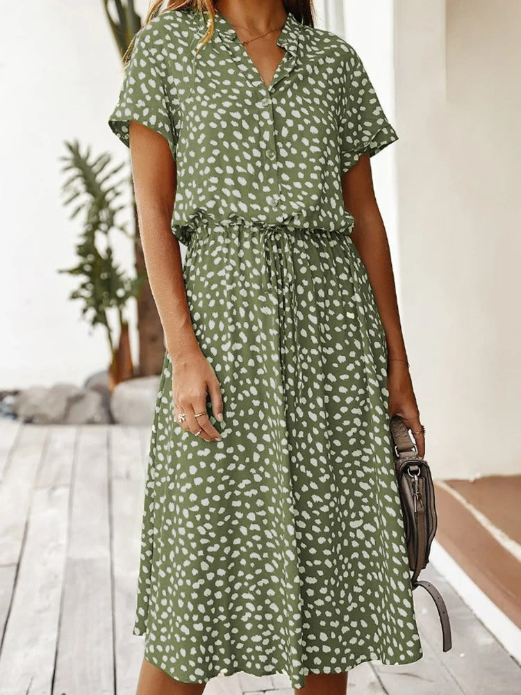 Mavis | Sukienka damska midi w zwierzęcy print ze ściągaczem w talii
