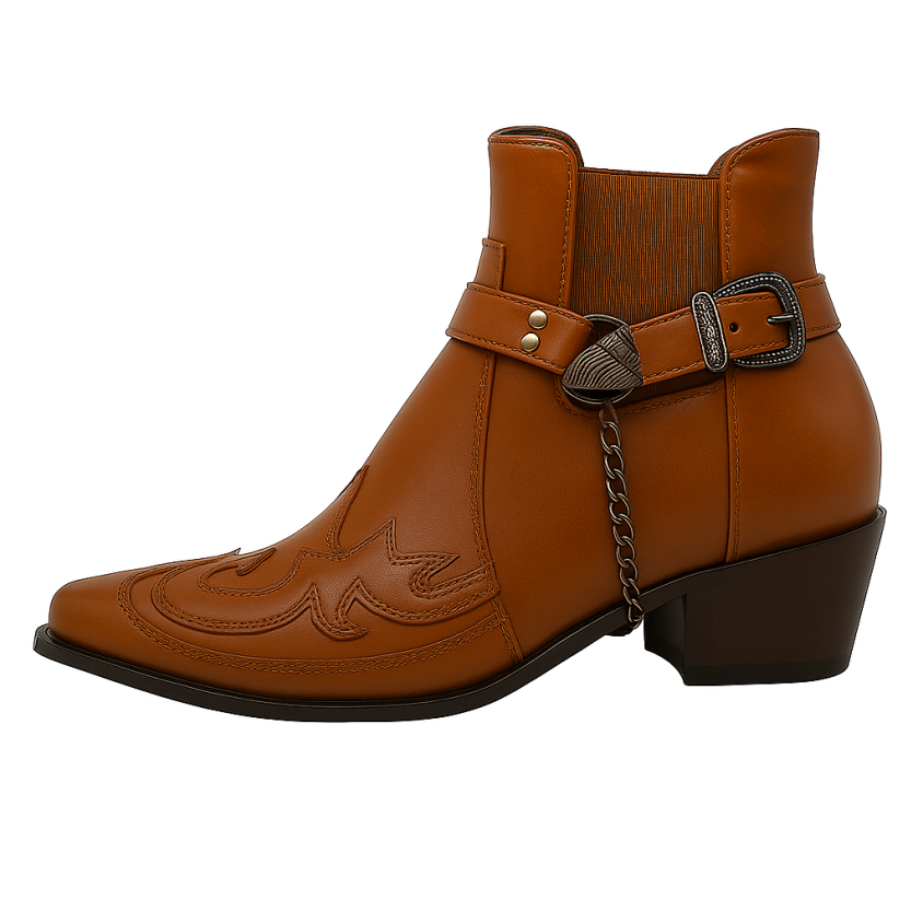 Serelina - Buty Za Kostkę W Stylu Western – Łatwe Do Wsunięcia Kowbojki