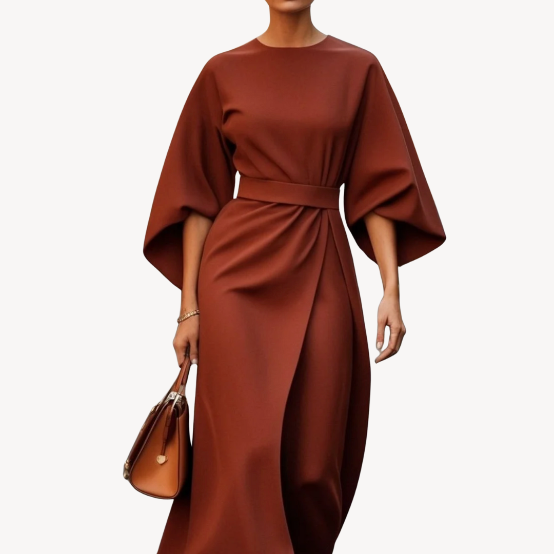 Viviana | Elegancka sukienka midi z szerokimi rękawami