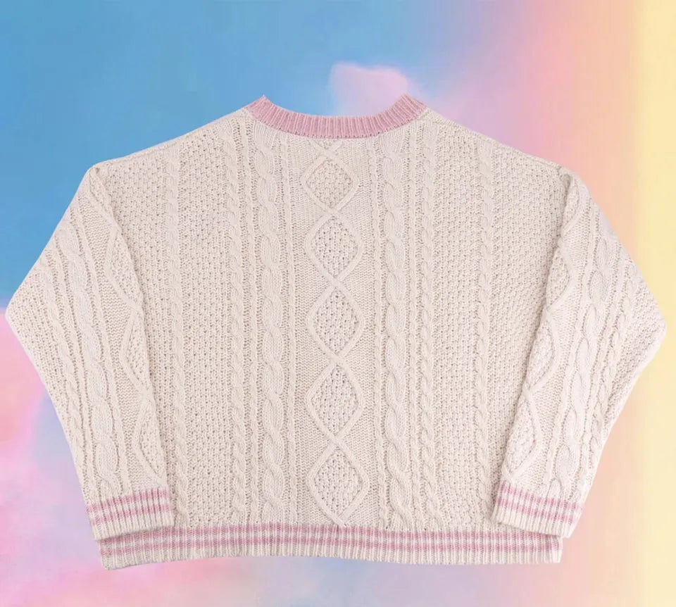 Davina | Sweter damski z dekoltem w serek i haftem
